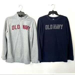 Bundle 2 Old Navy logo pullover sweatshirts. Half zip gray & navy XXL 18 stretch